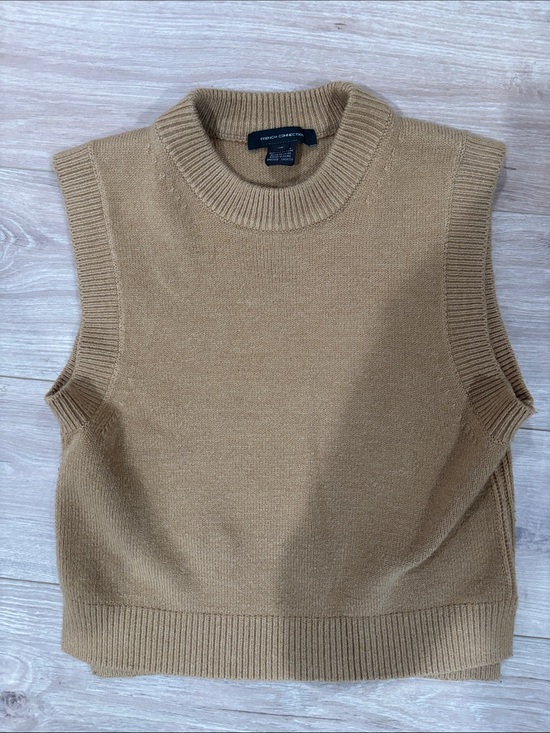 French Connection Sweaters - French Connection Camel Crewneck Sleeveless Sweater Vest